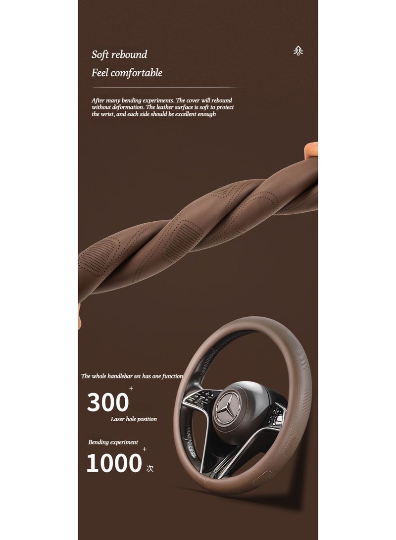 Anti-slip and sweat-absorbing car steering wheel cover in O-shaped and D-shaped designs, made of durable and wear-resistant napa leather, suitable for all seasons and available in both men's and wom - Image 3